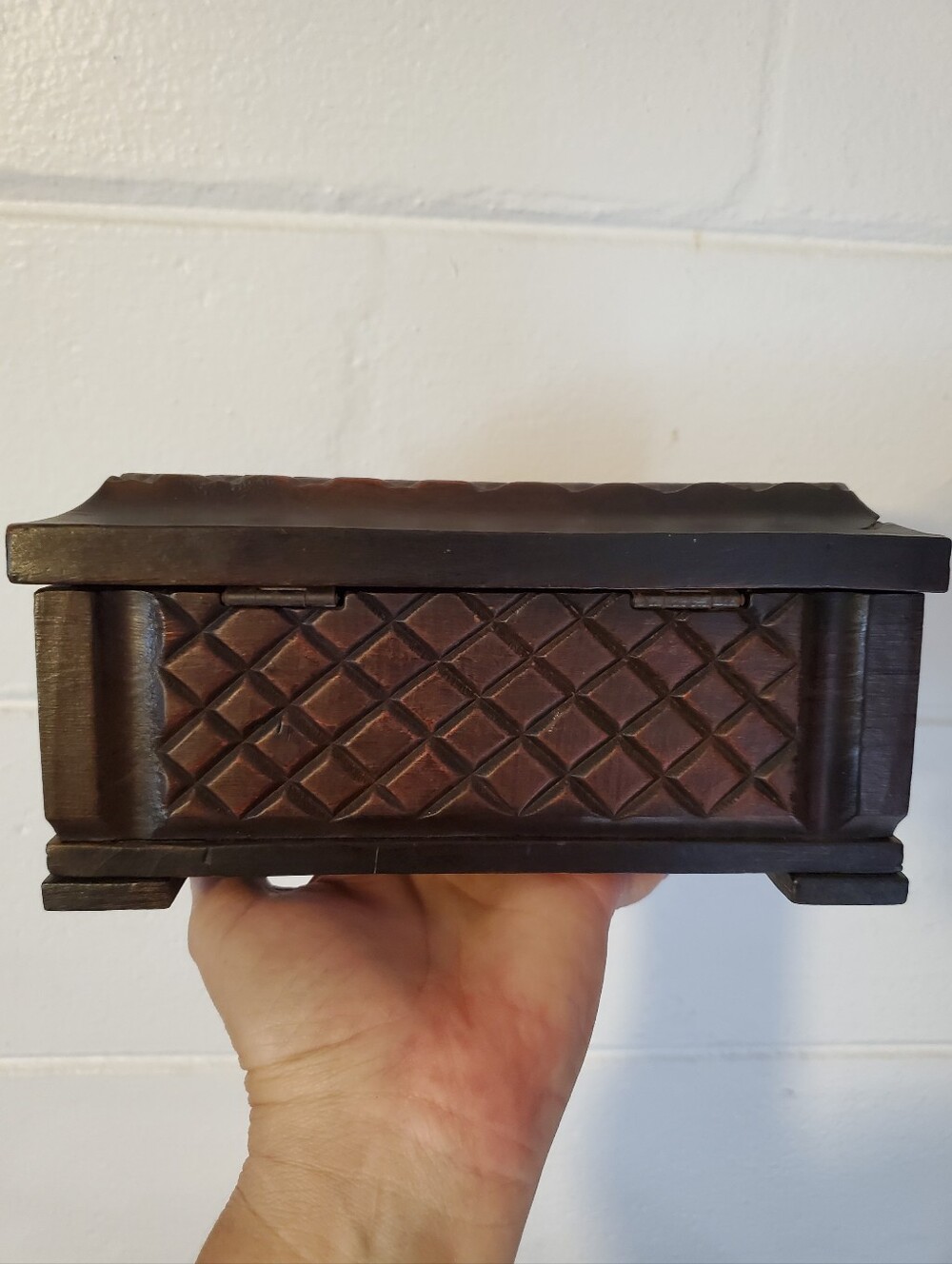 Vintage Handcrafted Spain Brown Wooden Jewelry Box - Decorative Home Accent - Picture 10 of 16
